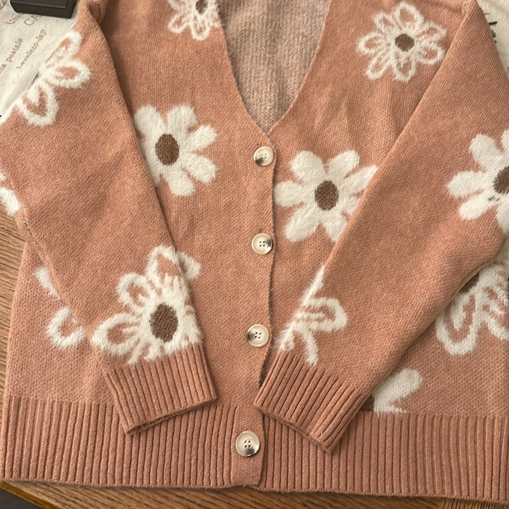 New dusty rose v neck button down cardigan  sweater